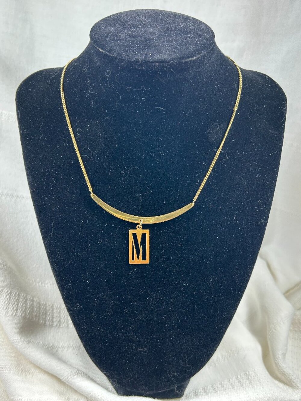 Vintage Gold-Tone Biagi Choker With Letter M Cutout - Pre-owned